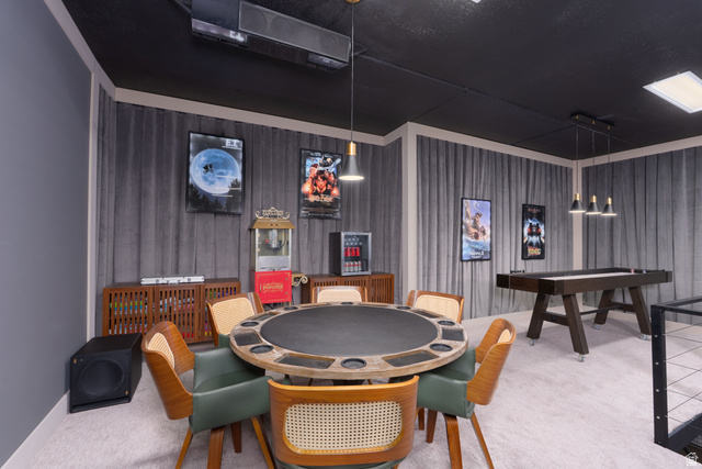 687 South 2080th Street East Springville, UT 84663 - Photo 42 of 149 Recreation room featuring a poker table, shuffleboard table, built-in cabinetry, and integrated ceiling lighting