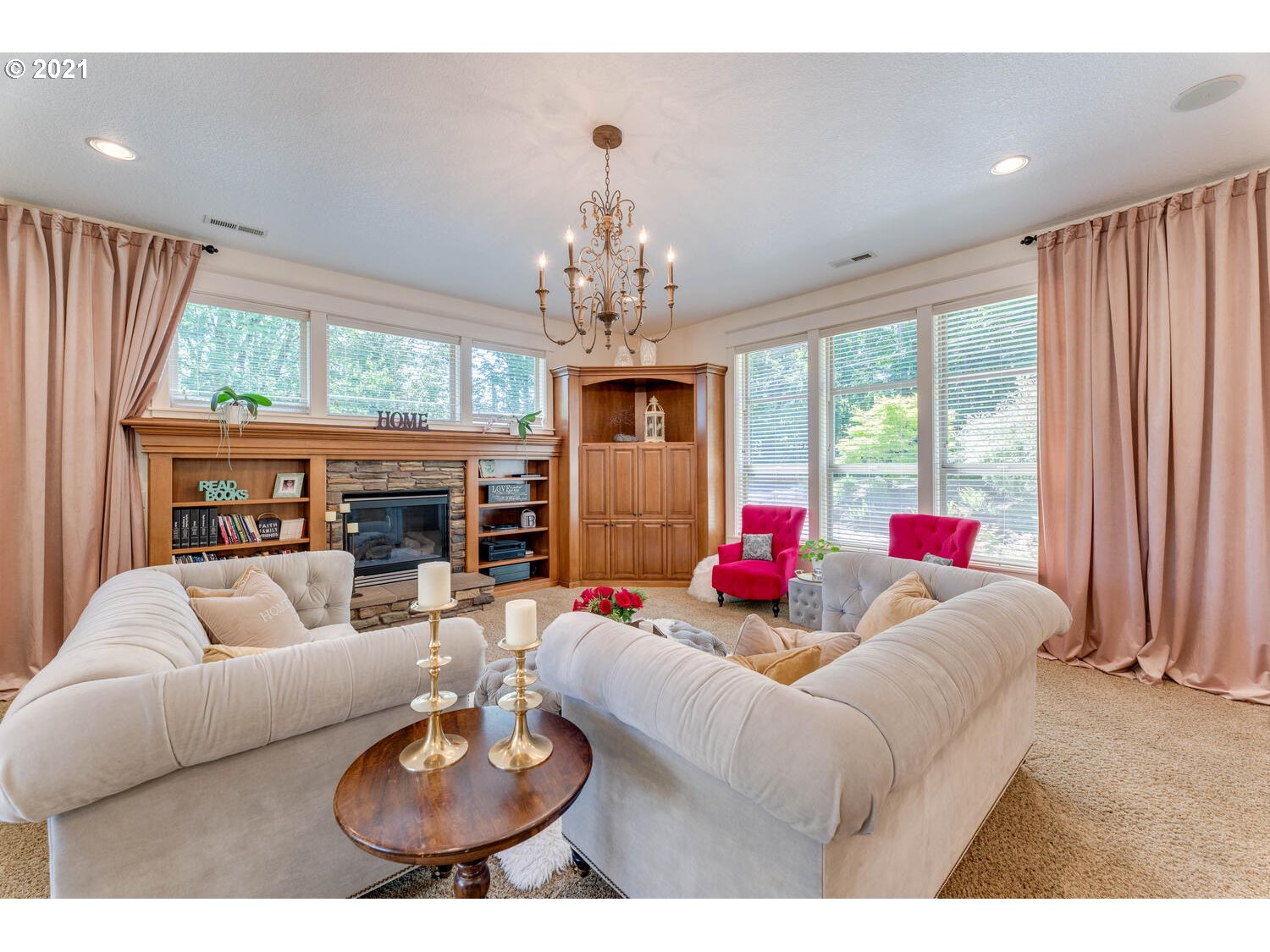 14683 Southeast Aldridge Road Happy Valley, OR 97086 - Photo 6 of 31 a living room with furniture fireplace and a large window