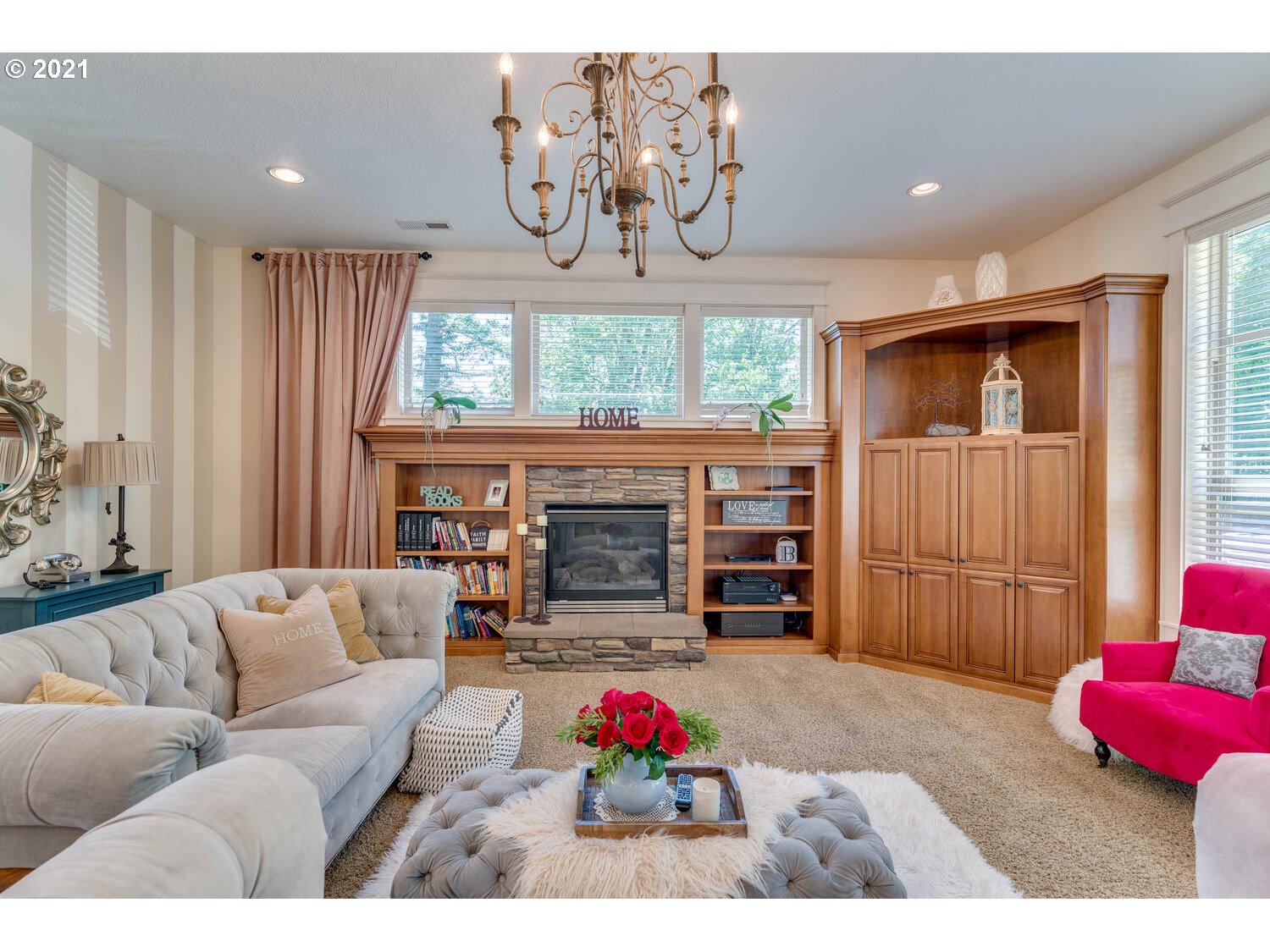 14683 Southeast Aldridge Road Happy Valley, OR 97086 - Photo 7 of 31 a living room with furniture and a fireplace