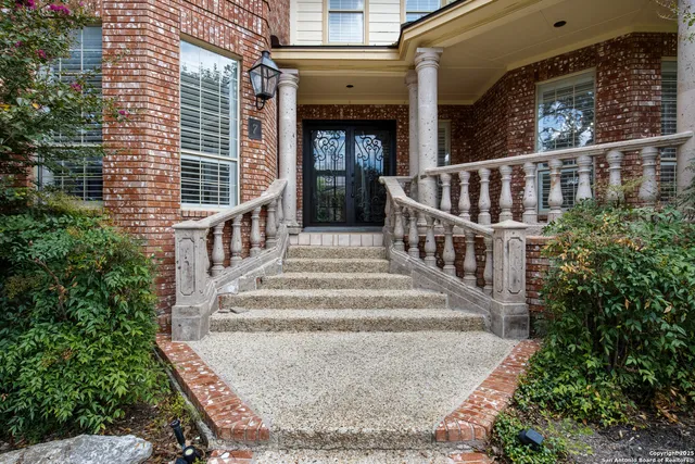 a view of a building with stairs and windows