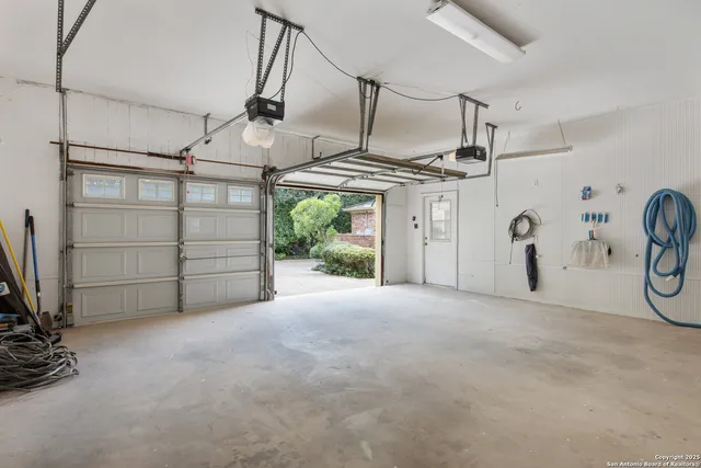 a view of a garage with window