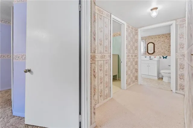 a view of a hallway with elevator