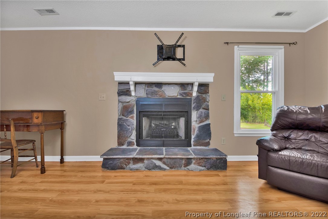 22 Woodridge Lane Cameron, NC 28326 - Photo 5 of 33 a living room with furniture and a fireplace