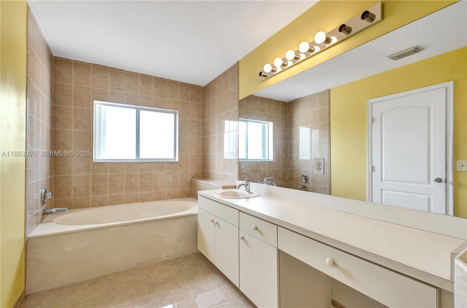 14824 Southwest 180th Street Miami, FL 33187 - Photo 44 of 49 a spacious bathroom with a tub sink and mirror