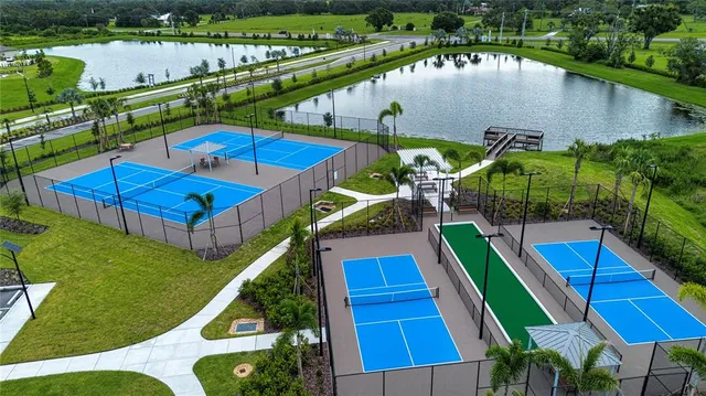 a view of pool with outdoor seating