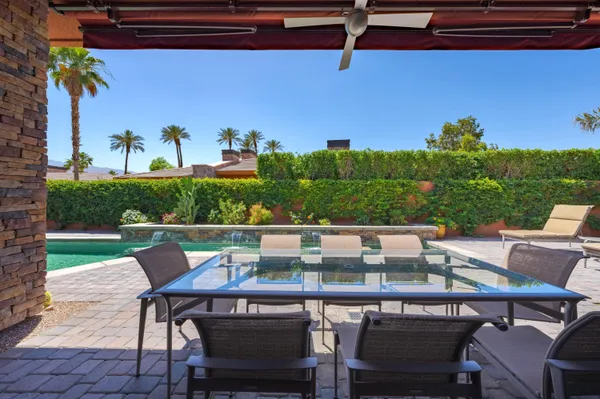 a view of an outdoor seating area