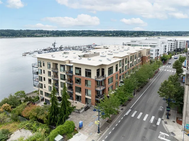 a view of a city with lake