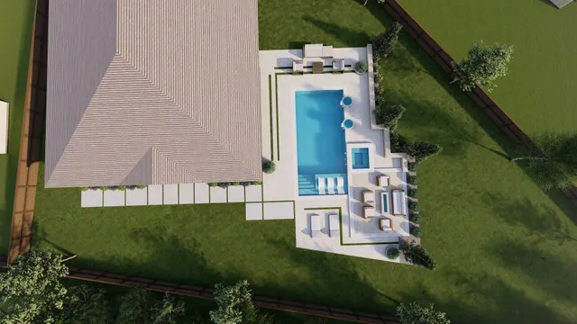 an aerial view of a house having yard