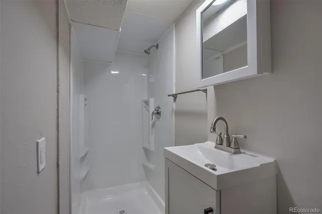a bathroom with a bathtub