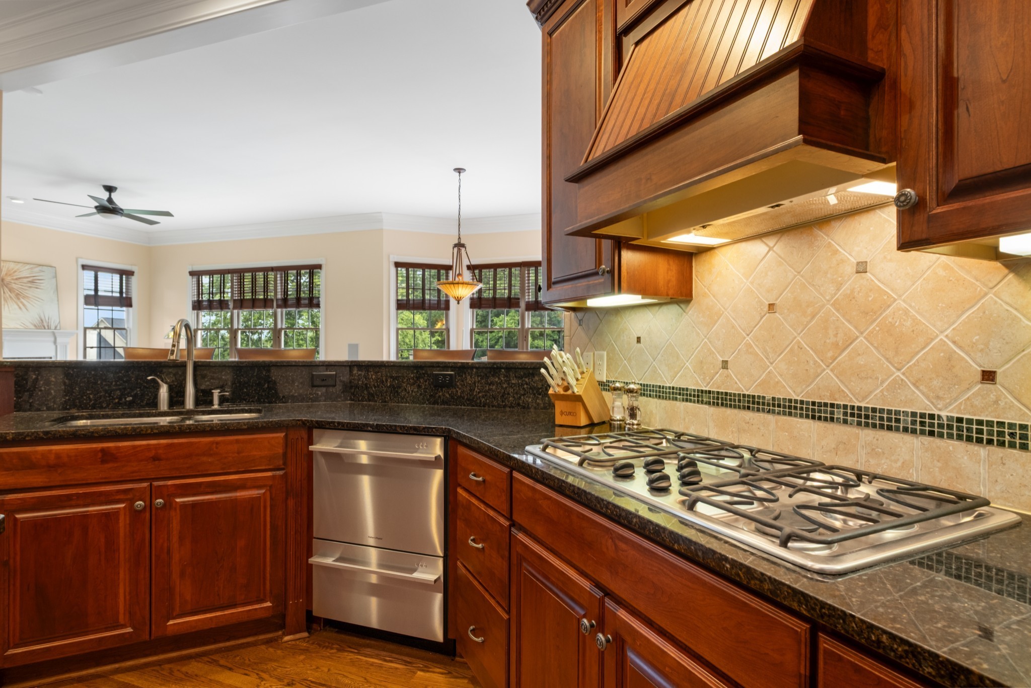 424 Sandcastle Road Franklin, TN 37069 - Photo 17 of 62 a kitchen with stainless steel appliances granite countertop a stove and a sink