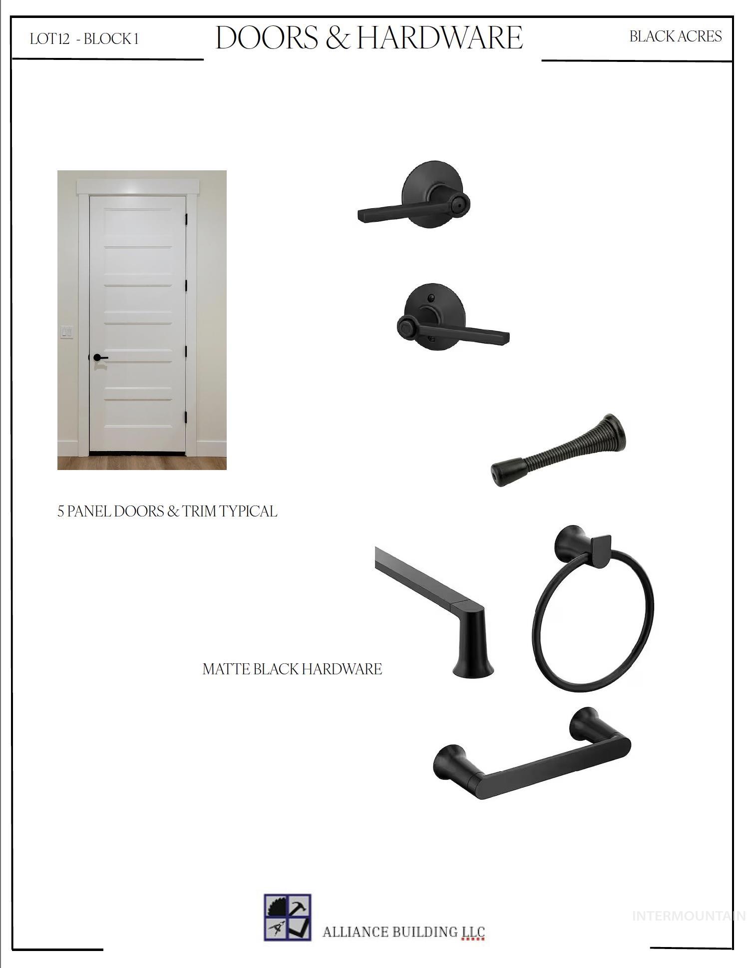 12124 October Glory Street Middleton, ID 83644 - Photo 17 of 22 Specifications Document. Illustrating door and hardware selections for the property