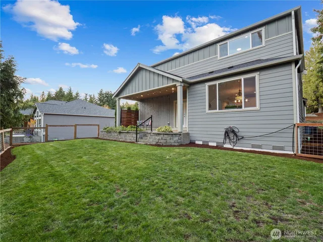 a brick house with a yard