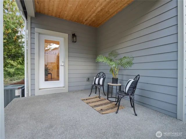 a view of a outdoor seating area with furniture