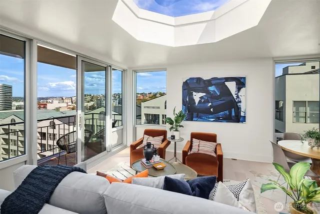 a living room with furniture and a couch