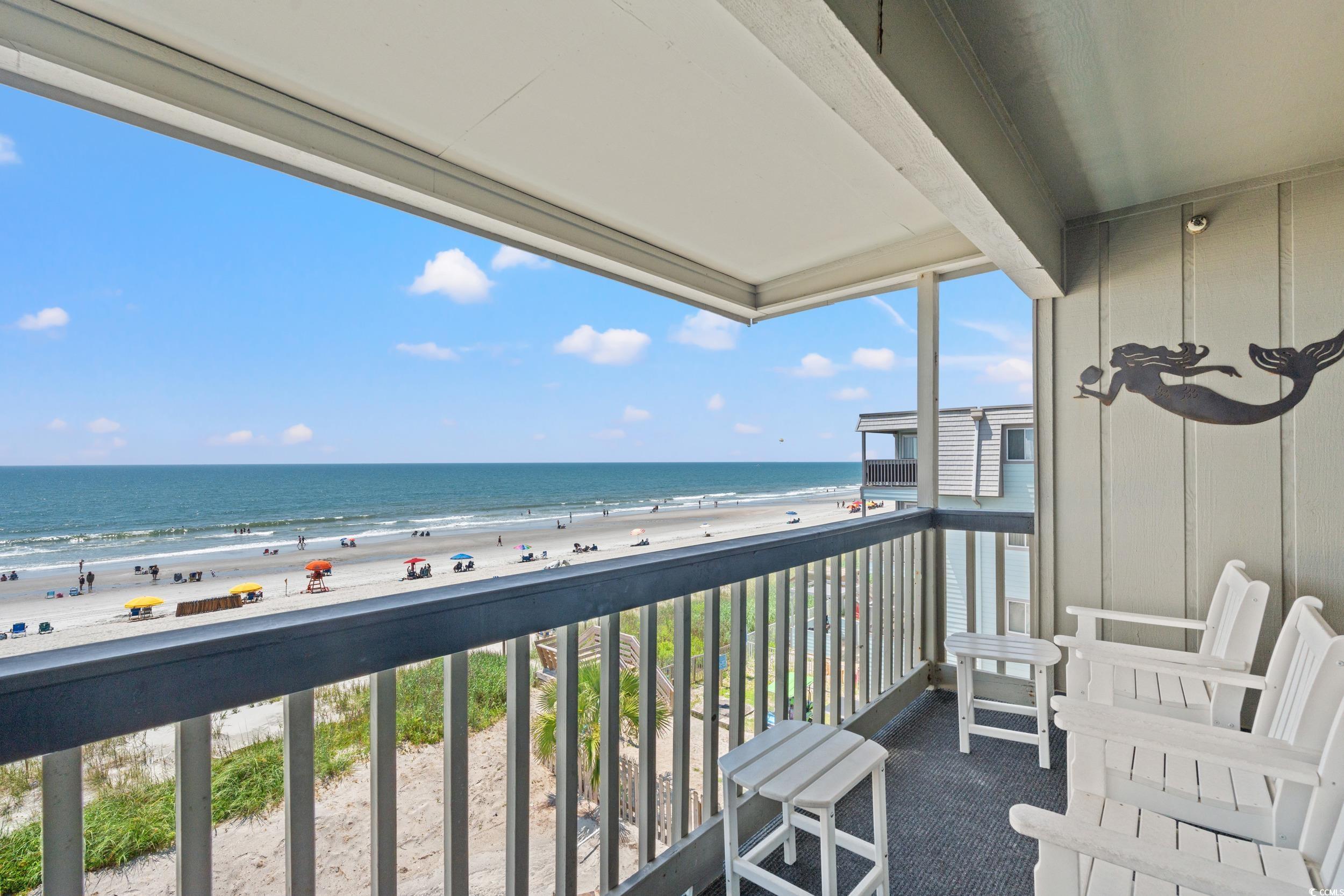 917 Ocean Boulevard South, Unit 304 Surfside Beach, SC 29575 - Photo 10 of 38 Balcony featuring view of water and beach
