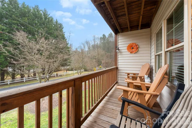 a view of a building from a balcony