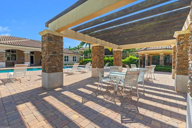 a view of a porch with a backyard