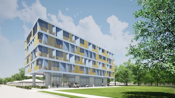 a front view of a building