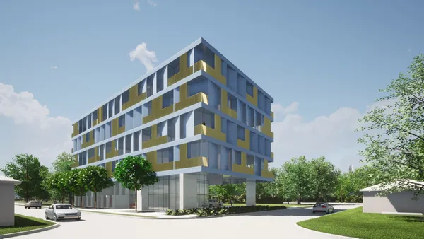a front view of a building