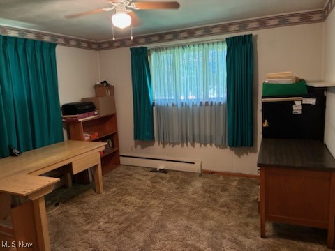 5514 Detroit Road Elyria, OH 44035 - Photo 3 of 8 Carpeted home office with baseboard heating and ceiling fan