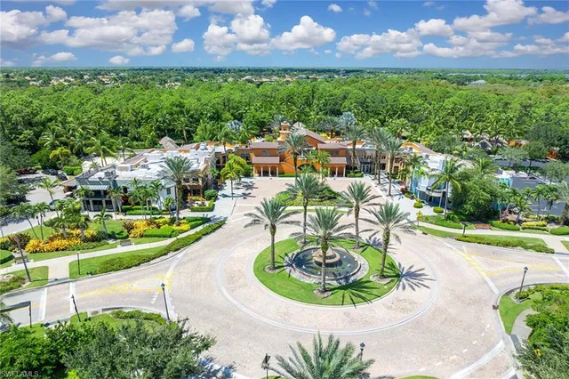 a view of a swimming pool with a garden