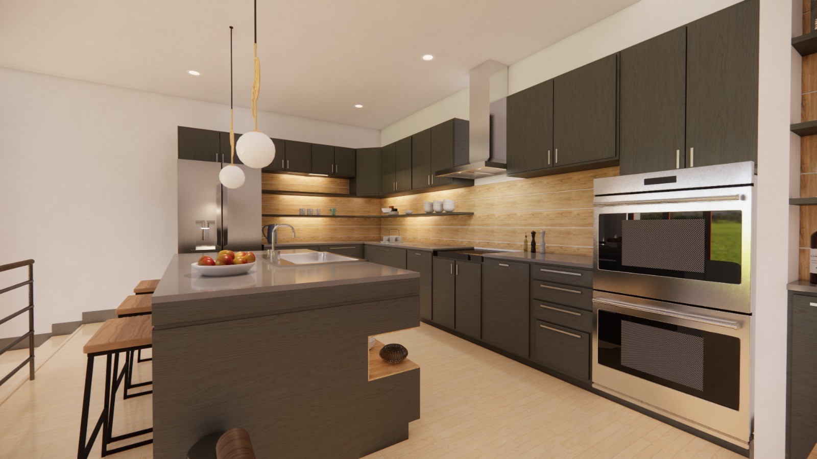 4111 Kolb Street Houston, TX 77007 - Photo 5 of 6 a kitchen with stainless steel appliances granite countertop a sink a stove and a microwave