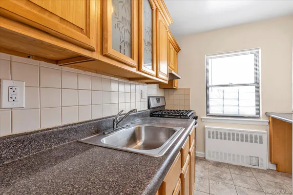 a kitchen that has a sink and a stove