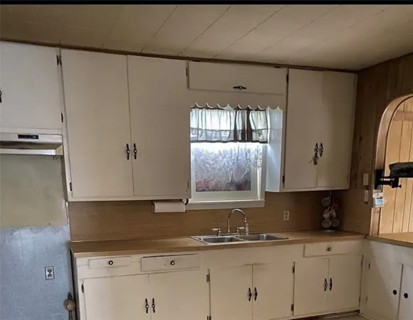 a kitchen with appliances a sink and cabinets