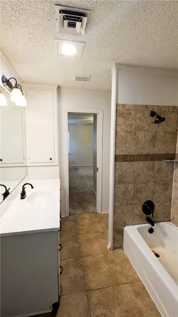 a bathroom with a sink a vanity and mirror