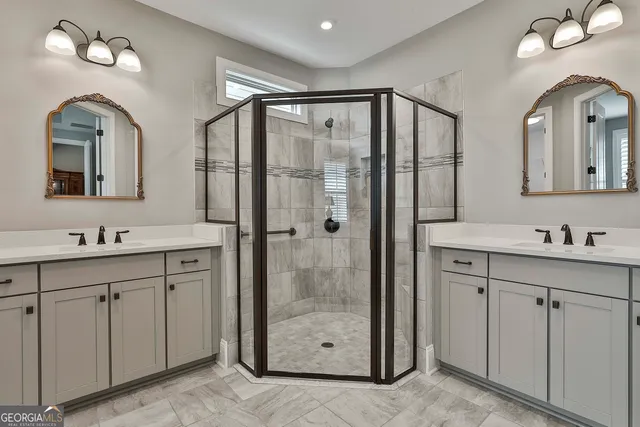 a view of a room with racks on the wall