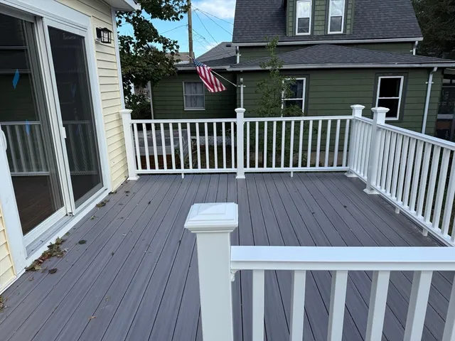 a view of a wooden deck