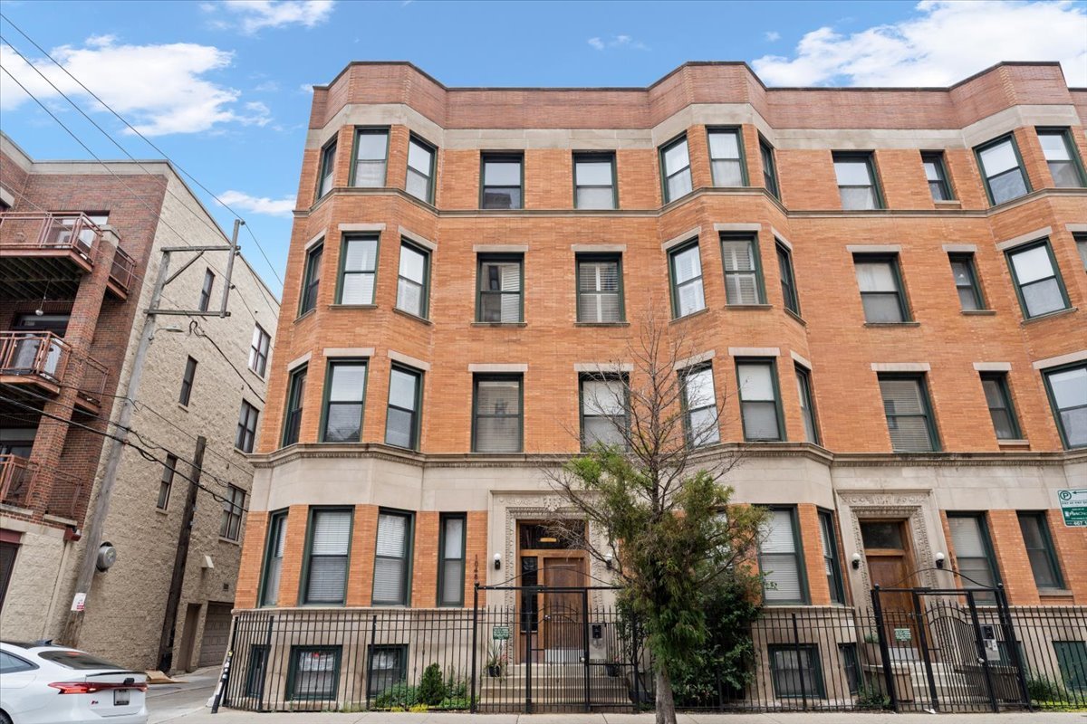 a front view of a multi story building