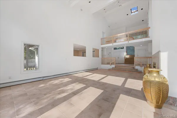 a room with a large window