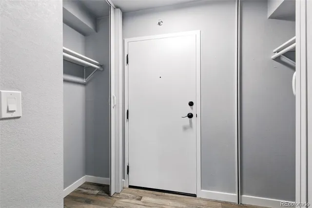 a view of elevator with hallway