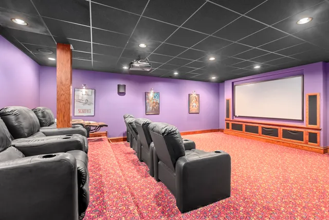 a projector room with furniture