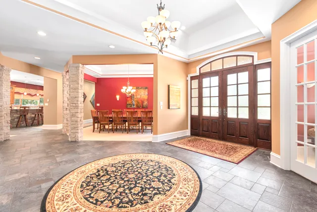 a view of a large room with a large window