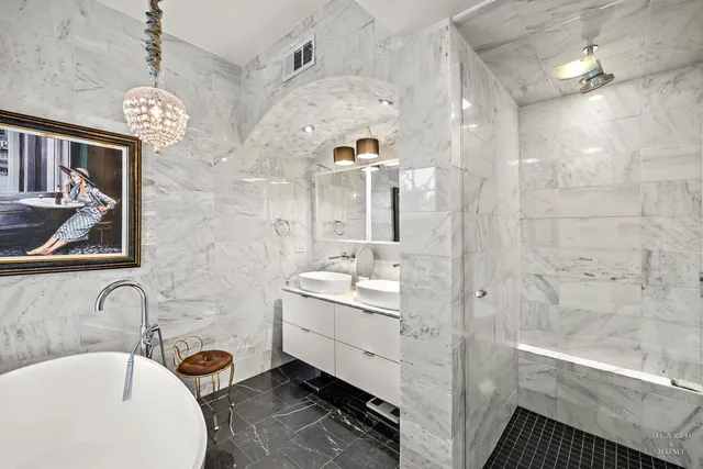 a view of a garden with houses