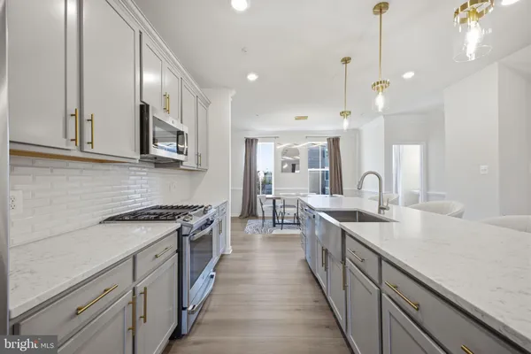 a large kitchen with a lot of counter space
