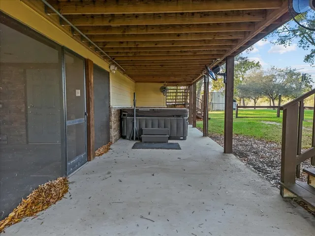 a view of porch with seating space