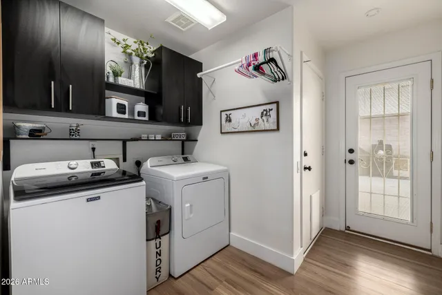 a view of a living room and bathroom