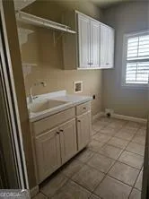 a room with washing machine