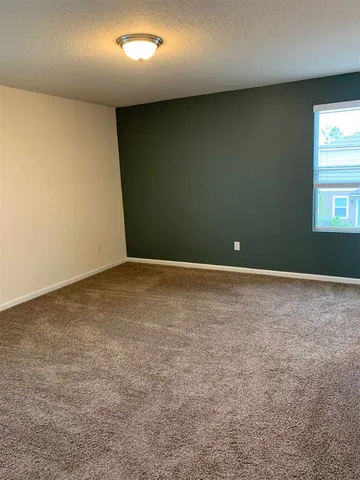 an empty room with a door