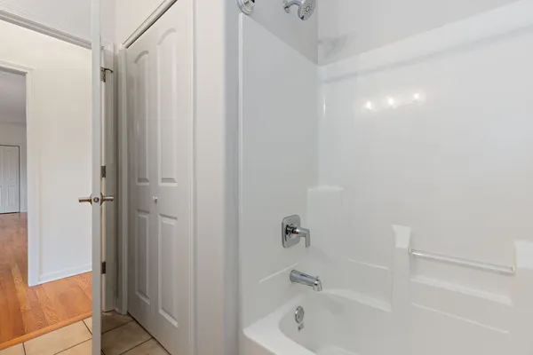 a bathroom with a bathtub
