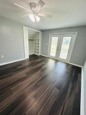 a view of a room with racks on the wall