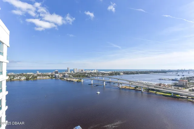 a view of a balcony with city view