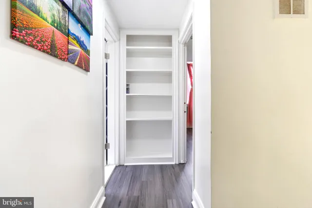 a view of walk in closet with empty racks