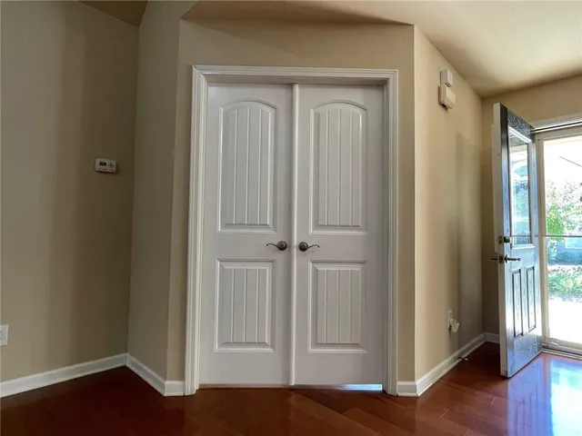 a view of a room with racks on the wall