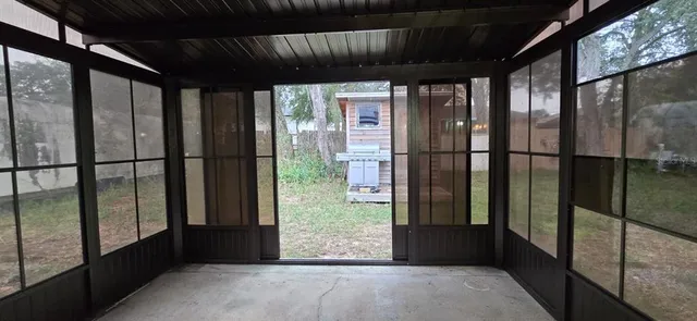 a view of a glass door