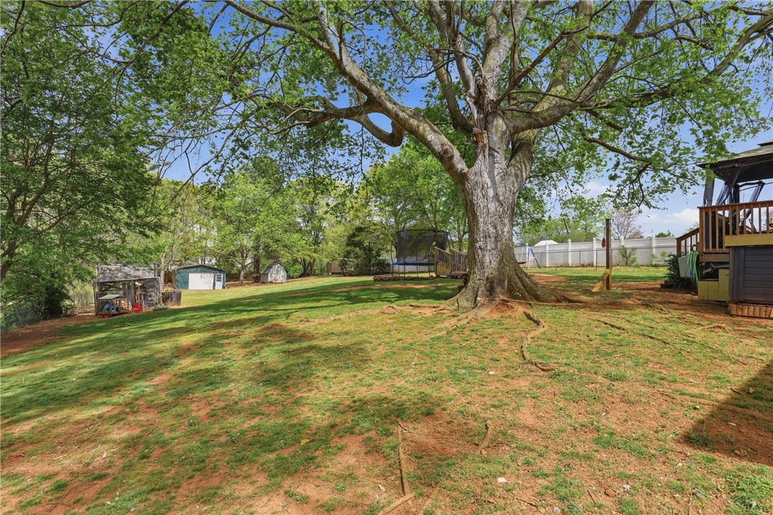 904 New Prospect Church Road Anderson, SC 29625 - Photo 25 of 31 This spacious yard offers ample outdoor living space with mature trees and practical outbuildings.