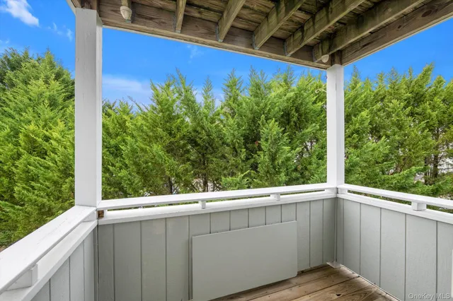 a view of a balcony with plant